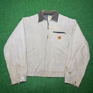 Vintage 90's Carhartt Detroit J64 CMT Blanket Lined Work Jacket Large Cement USA